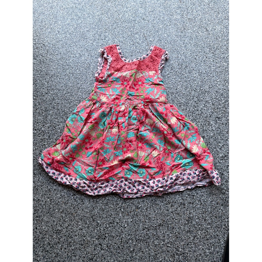 Matilda Jane Girls Pink Floral Crochet Lace Ruffle Dress Size 6 25024D
